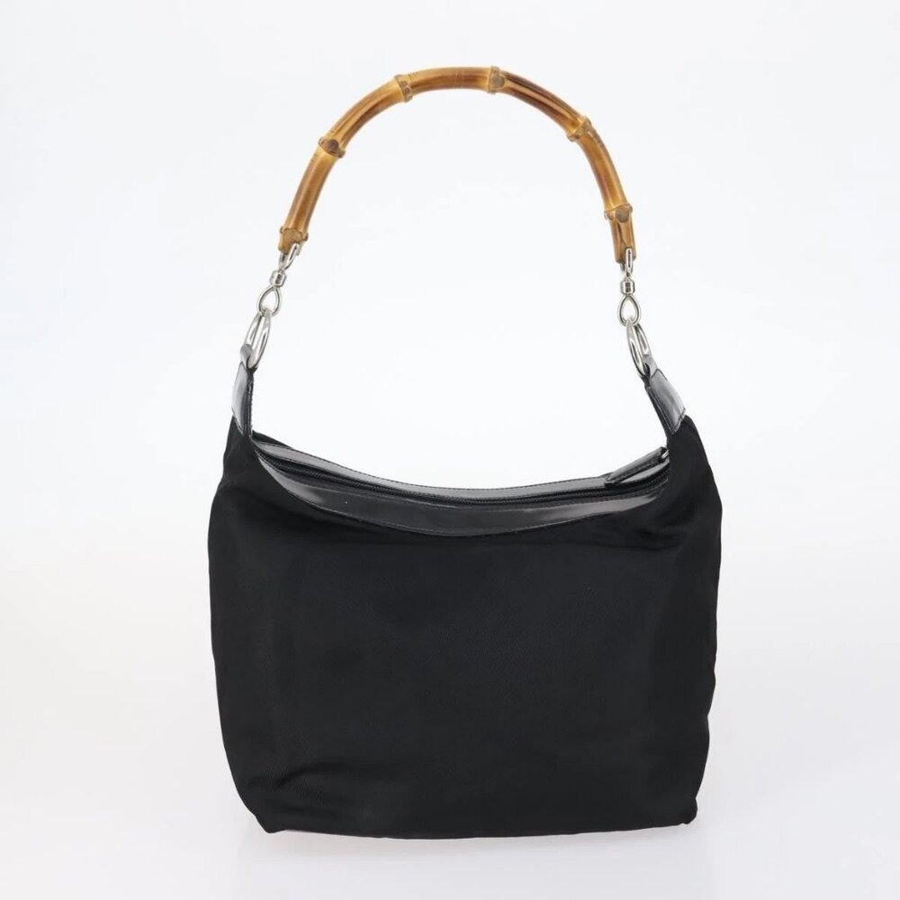 GUCCI Bamboo Jackie Shoulder Bag Nylon 6 Set Black Auth bs29393 - Picture 7 of 16